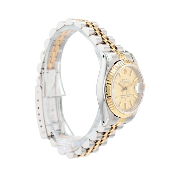Rolex Ladies Datejust 26mm Two-Tone Champagne Dial Fluted Jubilee Band 69173
